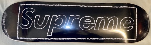 supreme kaws chalk logo skateboard deck black